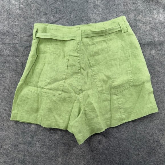 Madewell Shorts Womens Size 8 Green 100% Linen High Rise Belted Beachy $68 NEW 3 - Picture 2 of 11